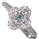 ☆動画あり☆【BDLハンドメイド】PT950 0.100ct FANCY GREEN BLUE VVS2/Total0.317ct FANCY PURPLISH PINK ブルーダイヤモンド/ピンクダイヤモンドリング※AGTソーティングシート付