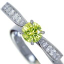 【BDL HANDMADE】PT950 ダイヤモンド リング アップルグリーン TYPE2A 0.433ct FANCY VIVID YELLOW GREEN SI-2 0.233ct ダイヤモンド ※中央宝石研究所ソーティングシート付き【送料無料】