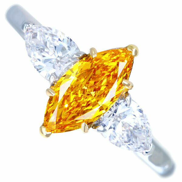 【BDL HANDMADE 】PT950/K18PG オレンジダイヤモンド リング　0.87ct FANCY VIVID YELLOW ORANGE SI1 0.606ct ダイヤ ※GIA鑑定書付　天然　指輪　カラーダイヤ【送料無料】