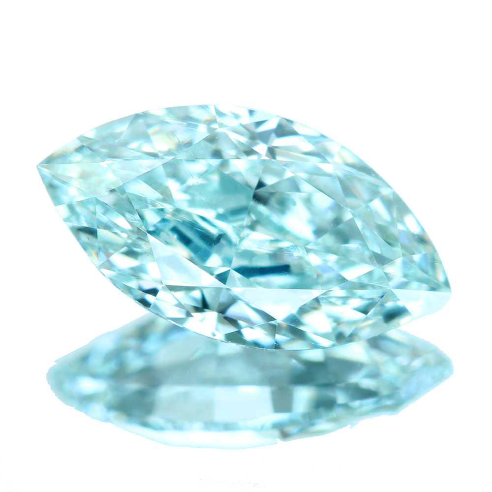 天然グリーンダイヤモンド ルース 0.583ct FANCY BLUISH GREEN VS-2 マーキス〔CGL〕