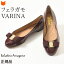 フェラガモ レディース 靴 エナメル パンプス ぺたんこ VARINA Salvatore Ferragamo ブランド おしゃれ フラット パンプス ラウンド リボン バーガンディー ボルドー レッド 大きいサイズ 25.5cm 卒業式 卒園式 入学式 卒業式 パーティ オフィス 仕事