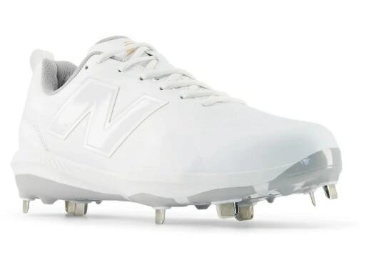New Balance Baseball Cleats M10004ET FuelCell1000MetalV1 (High School Baseball Approved) White Cleats 4E