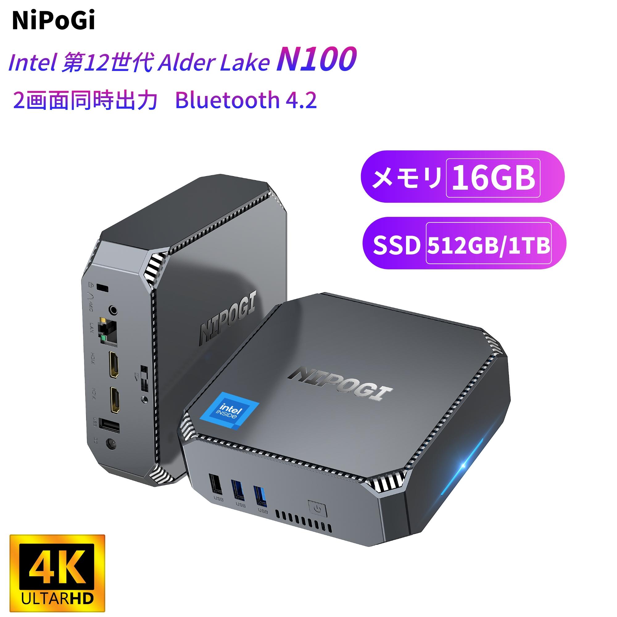 【5,000円OFFクーポン】【6冠達成】ミニPC n100 Intel 第12世代 Alder Lake N100 minipc デスクトップpc ミニパソコン 4C4T 2023最新版インテル 16GB DDR4 512GB/1TB SSD 最大2TB増設 小型pc 最大3.4GHz 高性能 放熱静音 ミニパソコン 4K出力