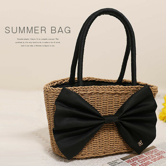 Shoulder Bag Type - かごバッグ 浴衣バッグ リボン付き レディース カゴバッグ 小さめ かごトートバッグ 巾着バッグ カゴバッグ 夏バッグ トートバック 手提げ おしゃれ 編み込み カゴ カゴバッグ 手編み 自立 籠バッグ 祭り 浴衣バッグ 可愛い ナチュラル