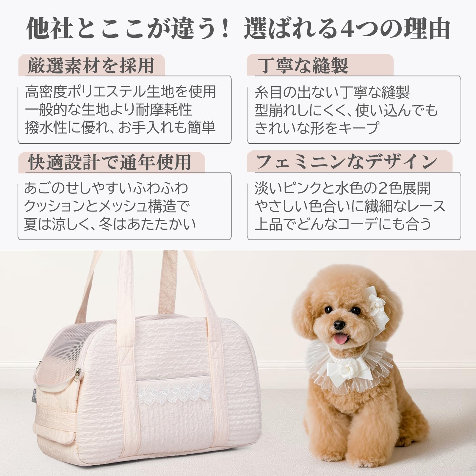 ペットキャリーバッグ 犬 猫【メッシュx布 両面仕様 オールシーズン対応】可愛い ...