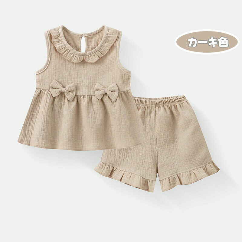 ベビー服 女の子 夏 セットアップ ルームウェア ダブルガーゼ ノースリーブ フリル...