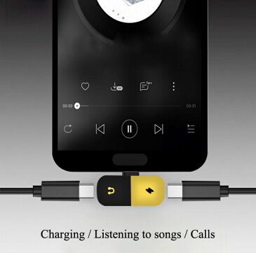 変換アダプタ Type-C to Type-C どんぐり 横型 イヤホン 同時 音楽 充電 ゲーム スマホ スマートフォン Huawei android 送料無料