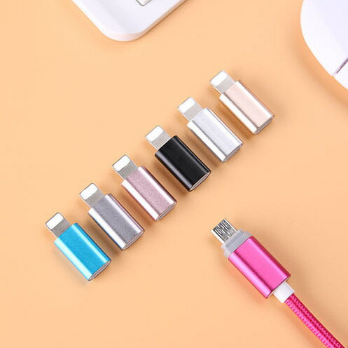 変換アダプタ Micro USB to iPhone カラフル アルミ製 iPhone5 iPhone5s iPhoneSE iPhone6 iPhone6s iPhone6Plus iPhone6sPlus iPhone7 iPhone7s iPhone7Plus iPhone7sPlus iPhone8 iPhone8Plus iPhoneX iPhoneXR iPhoneXs Max 送料無料