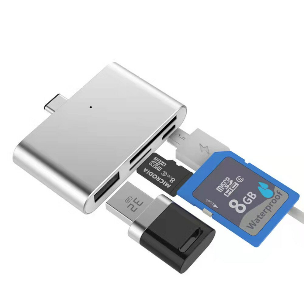 Type-C カードリーダー 4in1 SD MicroUSB USB TF カード カメラ キーボード MacBook 送料無料