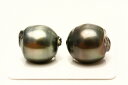 タヒチ黒蝶真珠パールルース 両穴 16×14mm ブラックカラー(4)