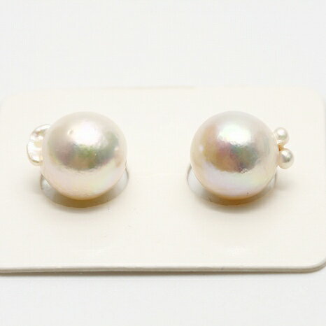 アコヤ真珠パール両穴ルース　2ピース　10.0-10.5mm　ホワイトピンクカラー