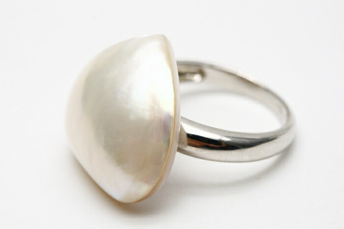 マベ真珠パールリング【指輪】　17mm　ホワイトピンクカラー