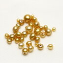 南洋白蝶真珠パールルース ケシ 片穴 32ピース 6-2mm ナチュラルゴールドカラー