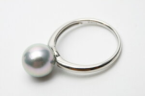 アコヤ真珠パールリング【指輪】　9.0-9.5mm　ナチュラルカラー　K18WG製