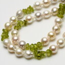 アコヤ真珠パールロングネックレス/ペリドット 7.5-8.0mm マルチカラー(4)