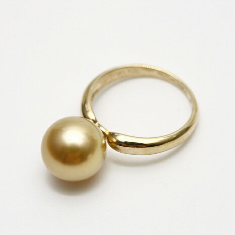 南洋白蝶真珠パールリング【指輪】 10mm　ナチュラルゴールドカラー