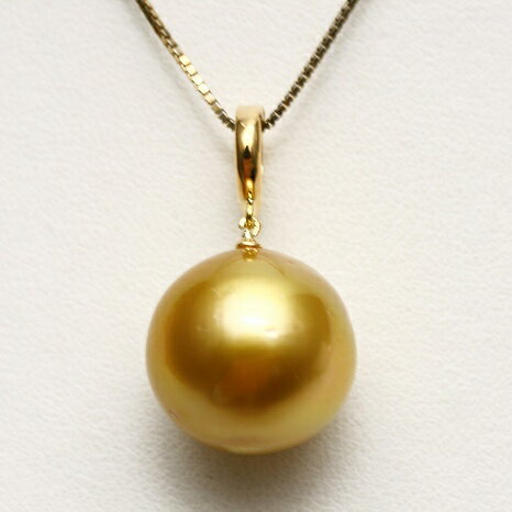 南洋白蝶真珠パールペンダントトップ　15mm　ナチュラルゴールドカラー　K18製
