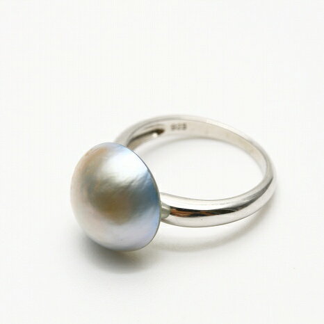 マベ真珠パールリング【指輪】 13mm ブルーグレーカラー