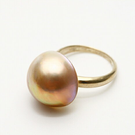 マベ真珠パールリング【指輪】 15mm ピンクゴールドカラー