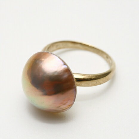 マベ真珠パールリング【指輪】 15mm パープルピンクカラー