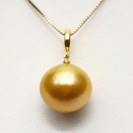 南洋白蝶真珠パールペンダントトップ　16mm　ナチュラルゴールドカラー　K18製