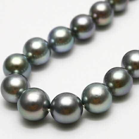 タヒチ黒蝶真珠パールネックレス 10-8mm ブラックグレーカラー