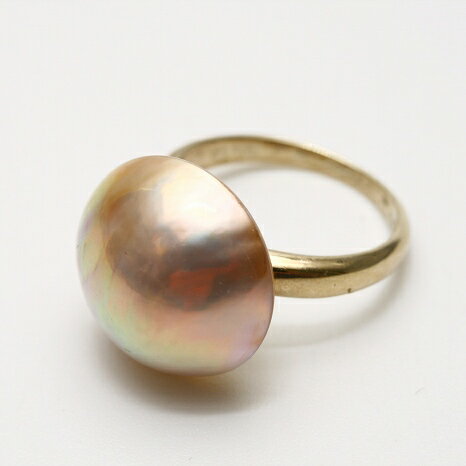 マベ真珠パールリング【指輪】 15mm ピンクカラー