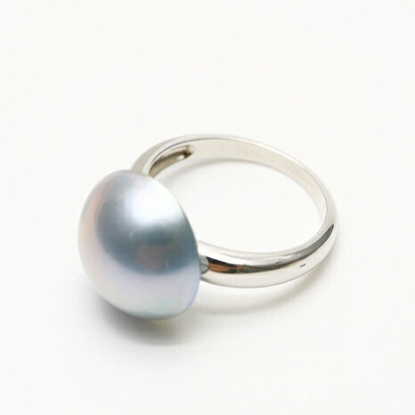 マベ真珠パールリング【指輪】 14mm ブルーカラー