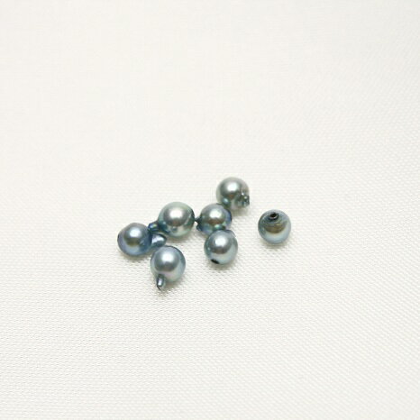アコヤ真珠パールルース 両穴 7ピース 3.0-3.5mm ブルーカラー