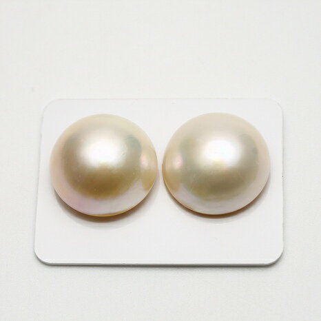 マベ真珠パールペアルース　17mm　ホワイトグリーンカラー　イヤリング用　ピアス用　ジュエリー素材