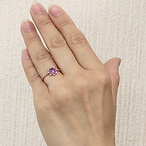 【10%OFF】アメジスト リング k18 ピンクゴールド 指輪 ダイヤモンド 0.04ct 花 フラワー 送料無料 カジュアル 人気 おすすめ トレンド プレゼント ギフト ジュエリー 敬老の日 shinjunomori-10058075 パールジュエリー専門店 真珠の杜 サンプル画像2