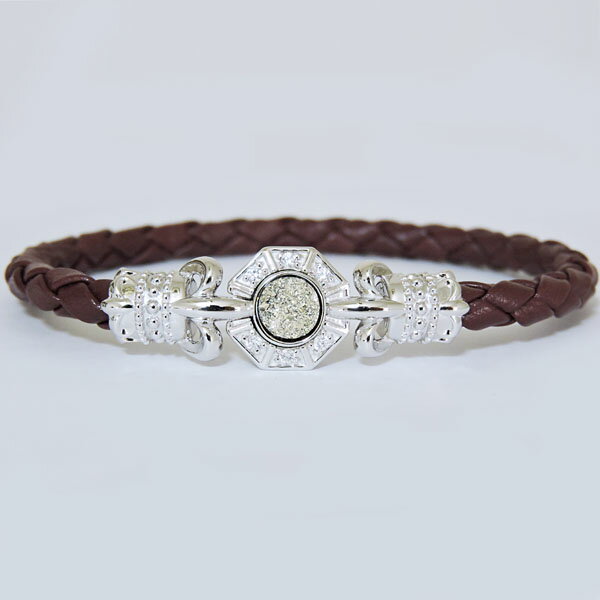 【ポイント10倍中】ブレスレット 牛革 編み込み 赤紫色 八角形 マグネット留め ドゥルージー シルバーVシルバー925 レディース 人気 おすすめ カジュアル トレンド 入学 入園 入社 新生活 就職祝い プレゼント ギフト