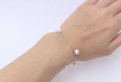 真珠ブレスレット あこや本真珠 k10 ホワイトゴールド ルナチェーン パール ブレスレット アコヤ 送料無料 人気 おすすめ カジュアル トレンド 新生活 就職祝い 母の日 プレゼント ギフト