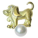 【ポイント10倍】ラペルピン メンズ 男性用 真珠 パール ブローチ あこや本真珠 k18 ゴールド ピンブローチ タイニーピン 6mm ドッグ 犬 送料無料 ...
