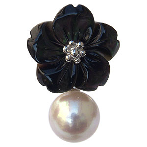 【ポイント10倍】パール ブローチ パールブローチ ブローチ フォーマル 花 ラペルピン メンズ 真珠パール あこや真珠 シルバー メンズ 黒蝶貝 送料無料 ア...