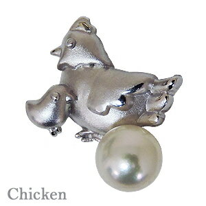 【ポイント10倍】メンズブローチ メンズピンブローチ パール ブローチ ラペルピン 真珠 アコヤ真珠 あこや真珠 酉 にわとり ニワトリ 男女兼用 ユニセックス...