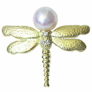 【ポイント10倍】ラペルピン メンズ 男性用 真珠 パール k18 ゴールド ピンブローチ タイニーピン 6-6.5mm とんぼ 18金 送料無料 アンティーク...