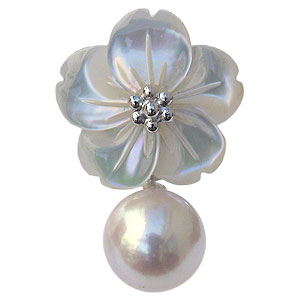【ポイント10倍】パール ブローチ パールブローチ ブローチ フォーマル 花 ラペルピン メンズ 真珠パール あこや真珠 シルバー メンズ 白蝶貝 送料無料 ア...