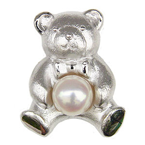 【ポイント10倍】クマちゃん ブローチ パール 真珠 ピンブローチ 男性用 ラペルピン シルバー くま ベア ピンズ メンズ 送料無料 人気 おすすめ カジュア...