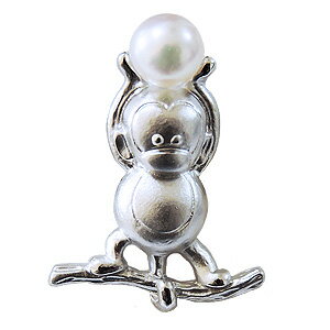 【ポイント10倍】猿モチーフ メンズブローチ パール 男性用ブローチ さる ピンブローチ サル ピンズ 申 ラペルピン 干支ブローチ モンキー ユニセックス 送...