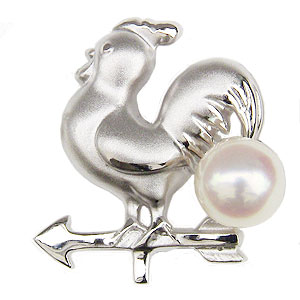 【ポイント10倍】風見鶏 ブローチ メンズ パールブローチ 鶏 ピンブローチ ピンズ 鳥 ラペルピン 真珠ブローチ バードブローチ 男性用 送料無料 人気 おす...