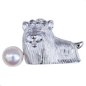 【ポイント10倍】ヨークシャテリア メンズブローチ パールブローチ 犬 ピンブローチ ピンズ ドッグ 男性用 ラペルピン 真珠ブローチ 送料無料 人気 おすすめ...