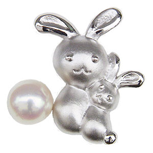 【ポイント10倍】ウサギブローチ パールブローチ うさぎ メンズ 男性用 ピンブローチ ピンズ 兎 ラペルピン 真珠ブローチ ラビットブローチ 干支ブローチ 送...