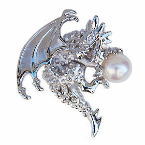 【ポイント10倍】ブローチ ドラゴン メンズブローチ パールブローチ 龍 ピンブローチ 男性用 ピンズ 竜 ラペルピン 真珠ブローチ 辰 送料無料 人気 おすす...