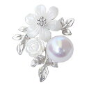 【10%OFF 7/12 9:59まで】パール ブローチ フォーマル 真珠 ラペルピン ピンズ ピンバッチ ピンブローチ あこや本真珠 8mm 白蝶貝 花 フラ...