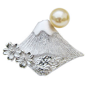 【ポイント10倍】富士山 ブローチ パール富士 富士桜 逆さ富士 ピンブローチ ラペルピン ピンズ ピンバッチ パール 真珠 あこや アコヤ 送料無料 即日発送...