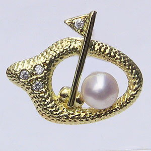 【ポイント10倍】ブローチ ゴルフ ラペルピン メンズ 男性用 真珠 パールブローチ あこや本真珠 k18 ゴールド ピンブローチ 4mm 送料無料 おすすめ ...