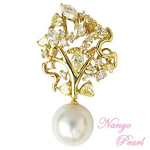 【ポイント10倍】パール ブローチ パールブローチ フォーマル ペンダント 兼用 南洋白蝶真珠 ダイヤモンド ホワイトゴールド k18 2WAY 手作り 一点物...