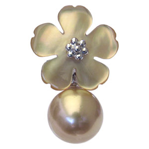 【ポイント10倍】パール ブローチ パールブローチ ブローチ フォーマル 花 ラペルピン メンズ 真珠パール 南洋真珠 シルバー メンズ 黄蝶貝 送料無料 アン...
