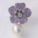 パール ブローチ フォーマル 花 ピンクサファイア ダイヤモンド 真珠 パール 南洋白蝶真珠 ペンダントトップ 11mm珠 ホワイト系 k18 ホワイトゴールド 送料無料 プレゼント ギフト ジュエリー ハロウィン